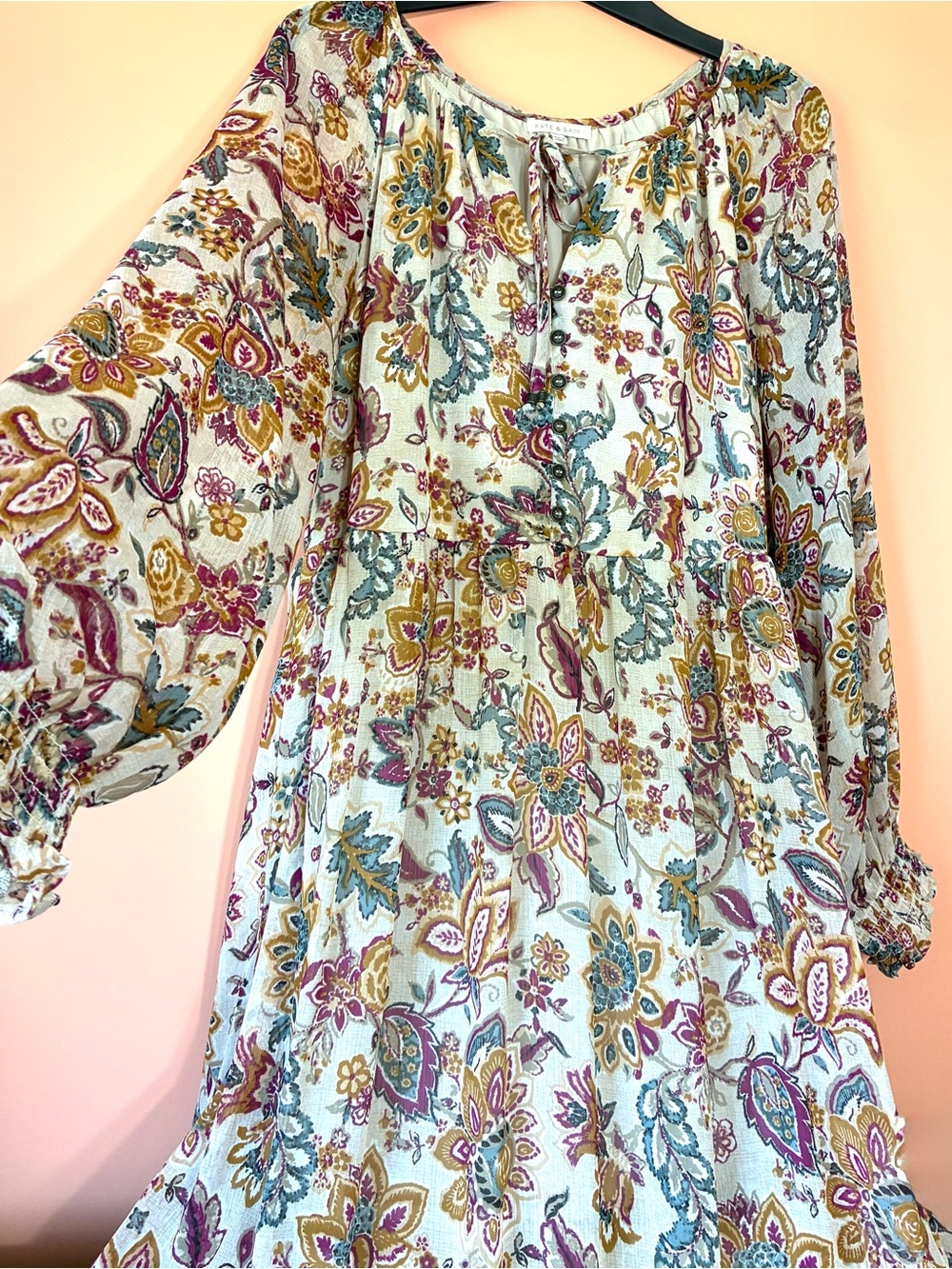 Kate & Sam Boho Tiered Floral Long Sleeve Maxi Dress - Picture 12 of 16